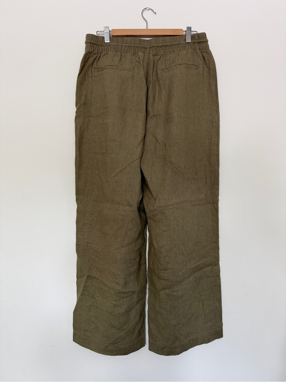 Athleta Retreat Linen Wide-Leg Pants in olive size L - Picture 5 of 15